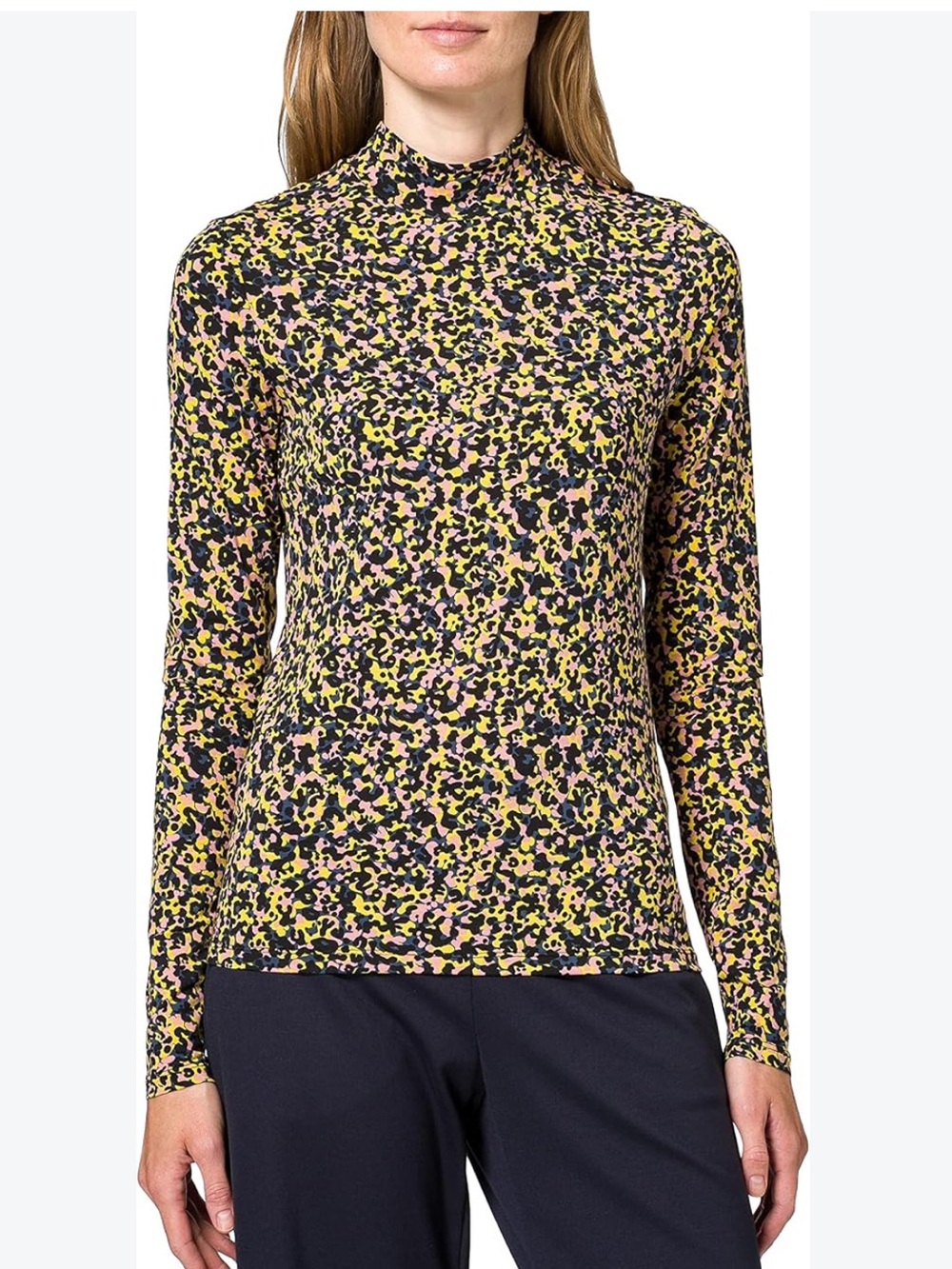 Scotch and soda camo Womenโs Long-Sleeve Mock Neck Top